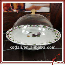 ceramic cake stand with glass dome